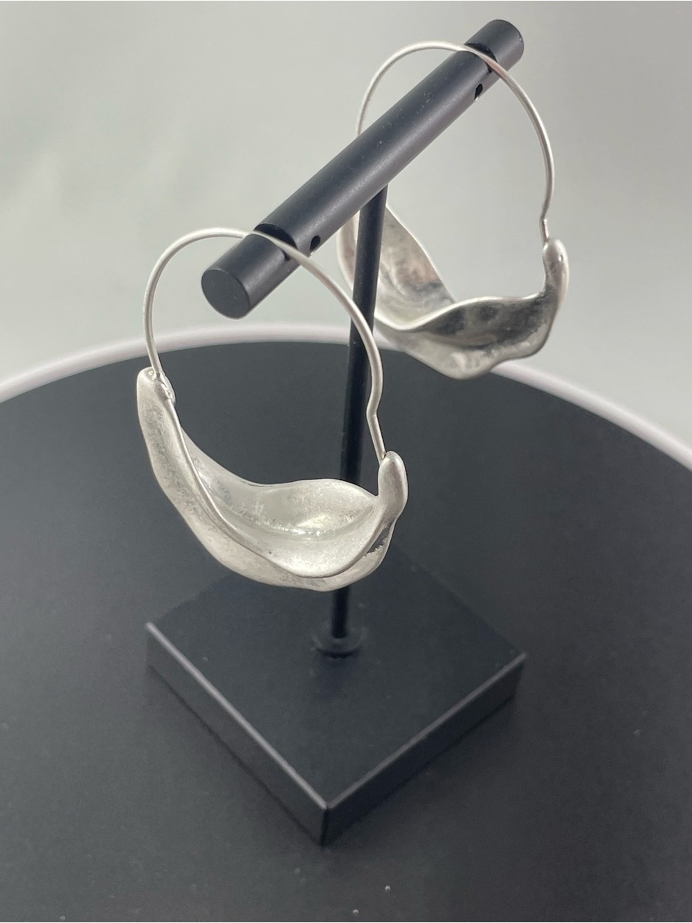 Silver Organic Hoop Earrings - Unbranded